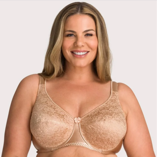 Women's Satin & Lace Underwired Firm Control Plus Size Large Full Cup Bra  CDEFGH