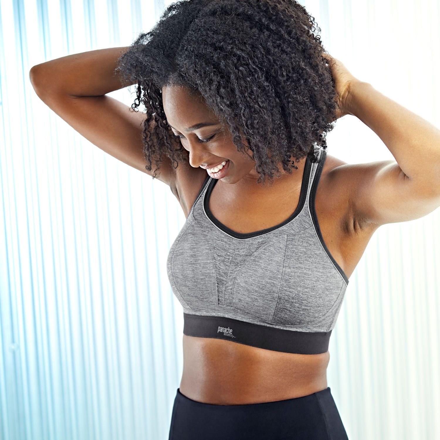 Buy Panache Wirefree Sports Bra in Charcoal Marl at Lisa's Lacies