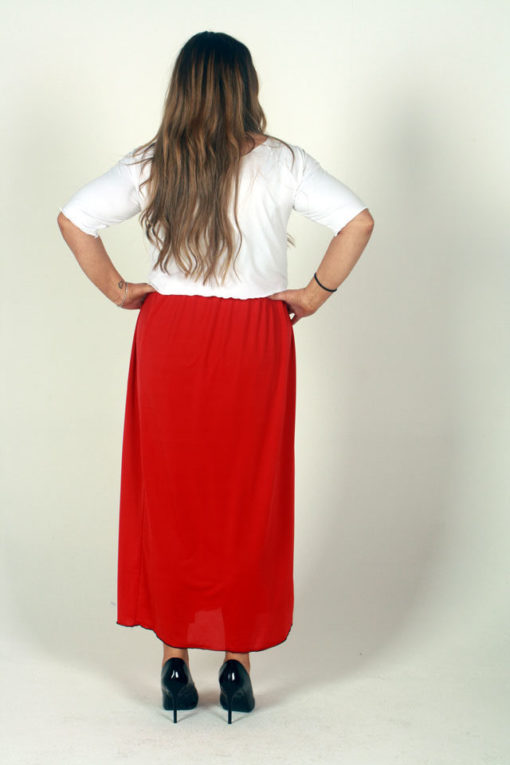 Lisas Lacies Long Slinky Fiery Red Skirt