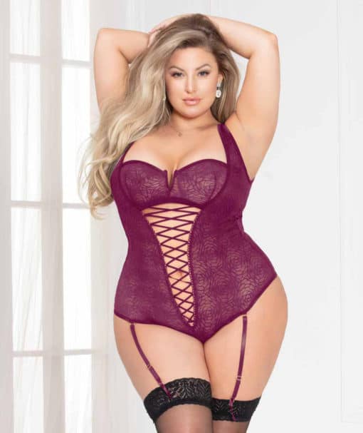 Mercedes Lace Teddy - Mulberry