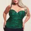 Shardae Lace Bustier & Thong - Green
