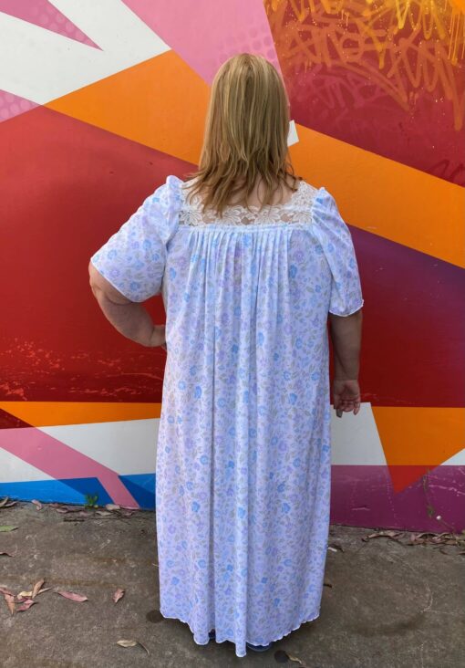 Lisa's Lacies Sweet Dreams Pattern Print Nightie - Blue Spray