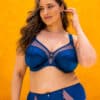 Elomi Cate Allure Lapis UW Bra in vibrant blue with smooth satin cups and delicate lace. Comfortable, supportive, and stylish lingerie for all occasions.