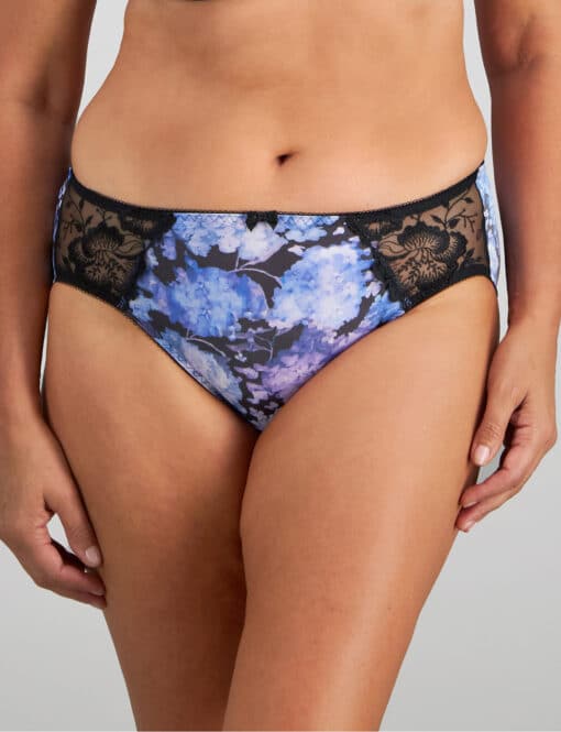 Wild Violet Midi Briefs Blue Hydrangea Print front view