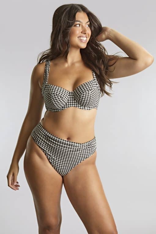 Panache Midi Swim Brief - Black Gingham - Image 3