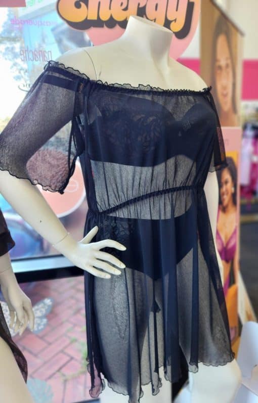 Lisa's Lacies Layla Sheer Babydoll - Black - Image 3