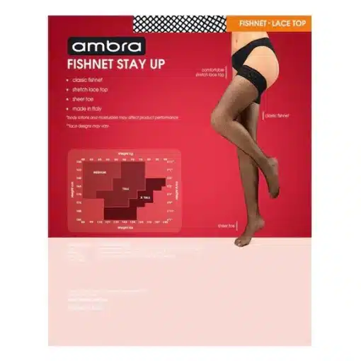 Ambra Lace Top Fishnet Stay Up Stockings - Image 2
