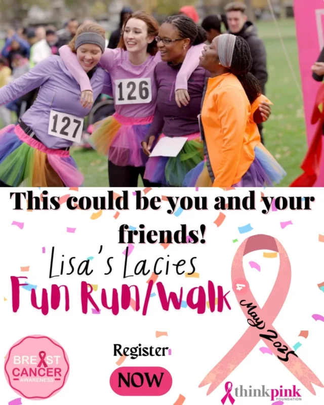 This could honestly be you and your friends! Dress up, do some exercise and best of all raise money for an amazing cause - the Think Pink Foundation! @think_pink_foundation The Think Pink Foundation Australia 
Adults - $35 early bird, Children (13-17yo) $15 early bird.

*Please ensure registrations are PAID FOR at the time of registration, other wise your entry is not valid.

#LisasLaciesFunRun2025 #FunRunMelbourne #MelbourneWalks #ThinkPinkFoundation #BreastCancerAwareness #RunForACause #WalkForBreastCancer #MelbourneEvents #ActiveForACause #SupportThinkPink #MelbourneRunners #RunForCharity #FunRunAustralia #PinkRibbonRun #MoveForBreastCancer #LisaLacies #MelbourneFitness #WalkWithPurpose #FunRunForCharity #CurvesInMotion
